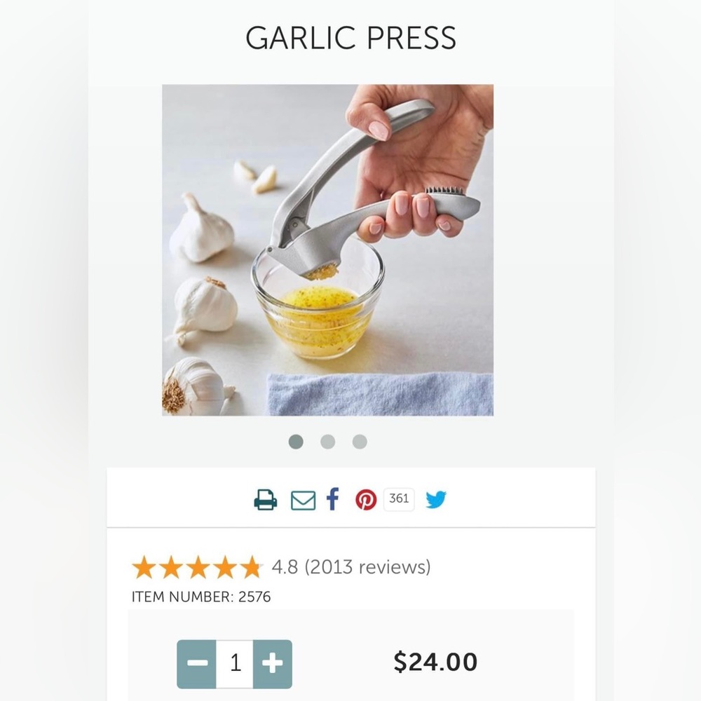 Pampered Chef Garlic Press, NEW!